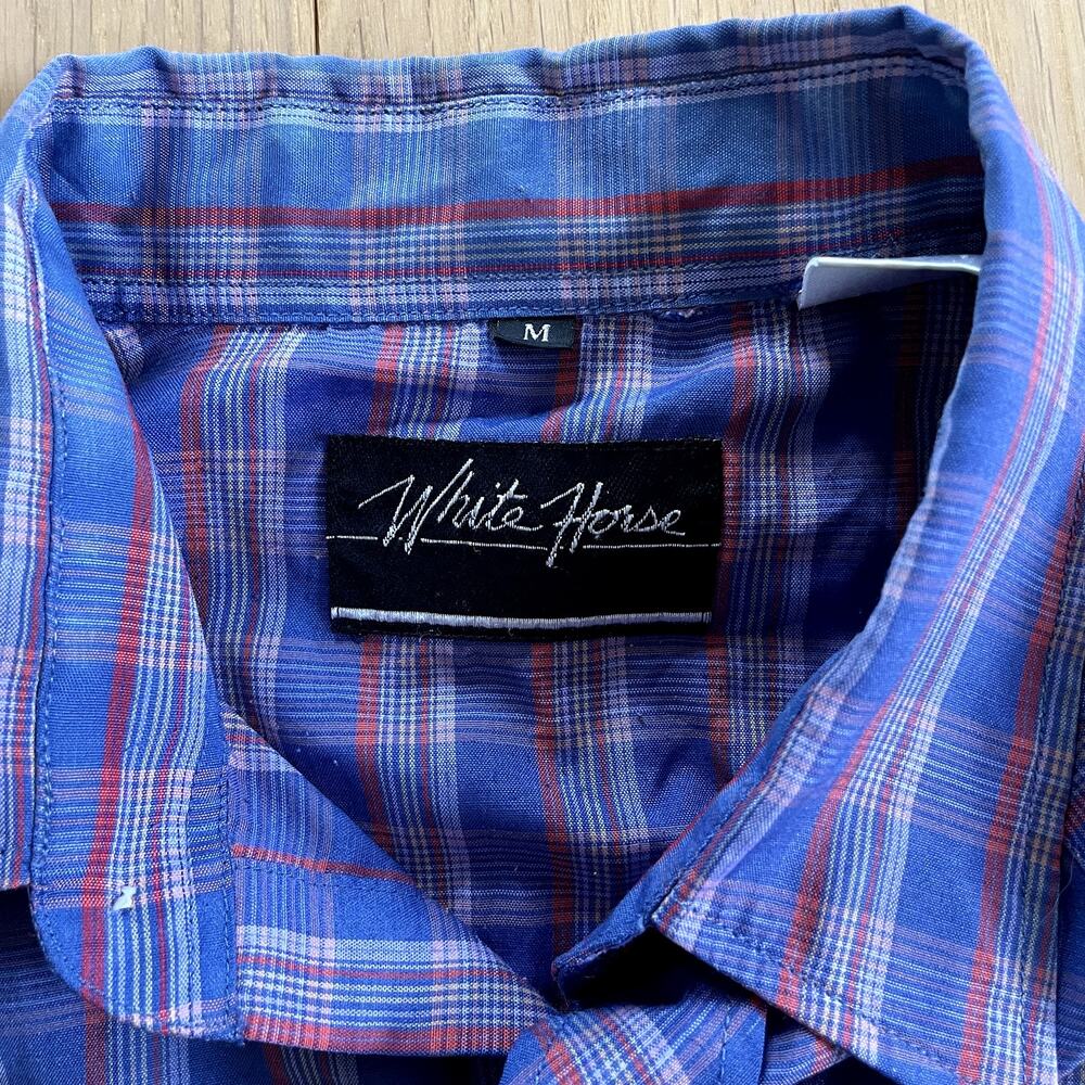 White Horse Men's Medium Western Pearl Snap Shirt - Picture 3 of 4